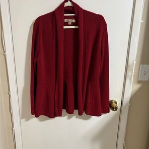 Elegant Deep Red Open Front Cardigan